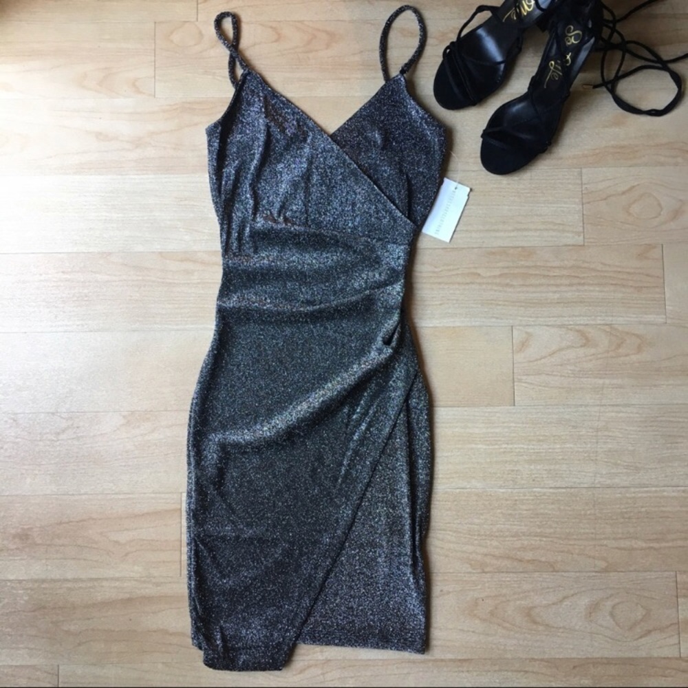 Shimmer Wrap bodicon party dress Small